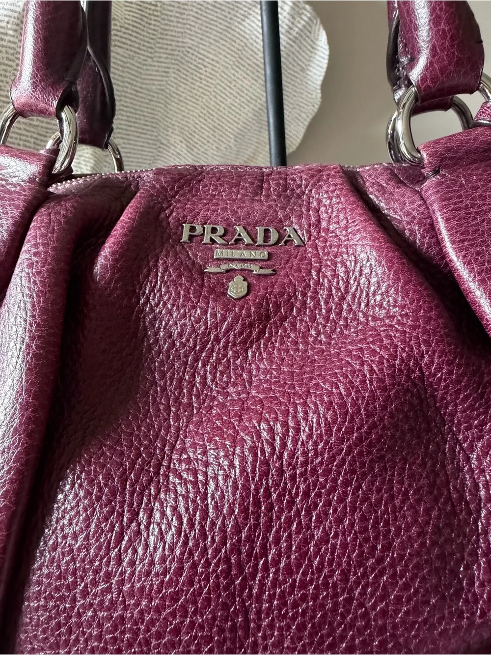 Prada Women's Burgundy Plum Leather Satchel